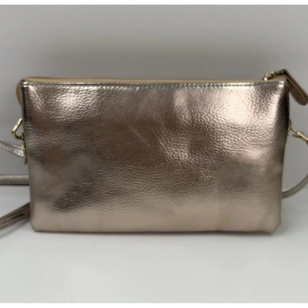 Stone Mountain Crossbody Wallet Bag Faux Leather Purse With Coin Purse Rose Gold